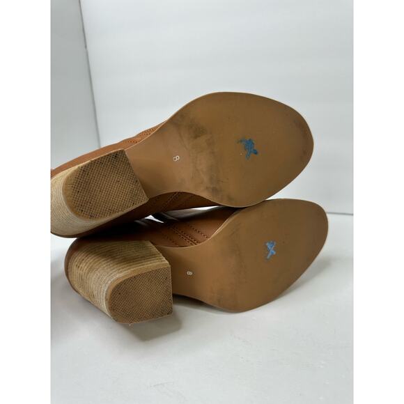 Jeffrey Campbell Womens size 8 Rosalee Tan Leather Bootie Western Stacked Block - Picture 9 of 14